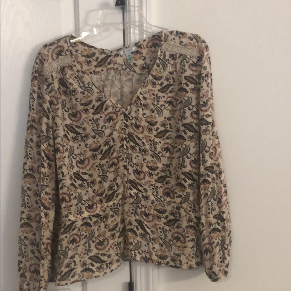 Blouse tan with multi color design